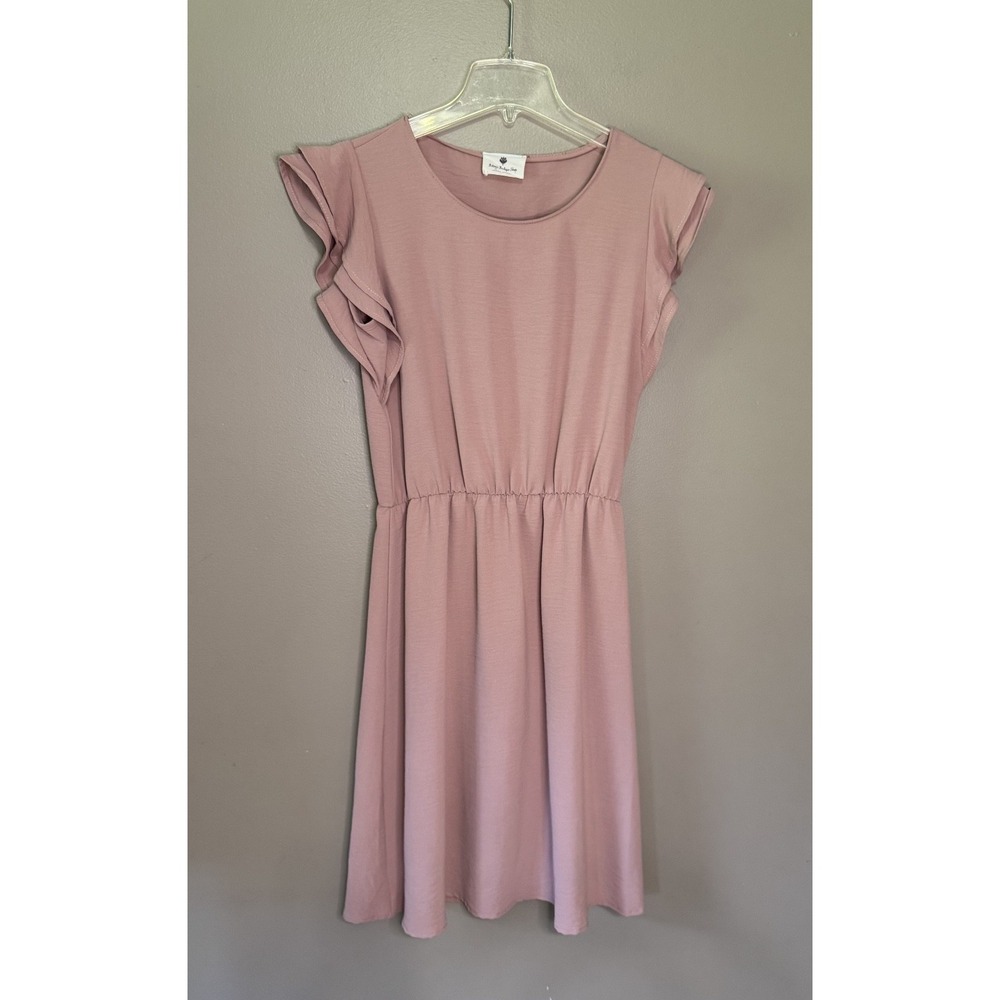 Betsys Boutique Rose Pink Ruffle Sleeve Sundress Short D1084-BE Womens Small